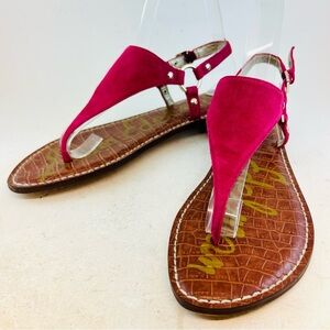 Sam Edelman Magenta Pink Suede Greta O-ring Thong Ankle Strap Sandals, size 9 39